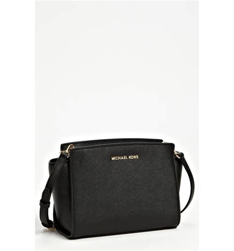 michael kors selma black and gold|Selma Medium Saffiano Leather Crossbody .